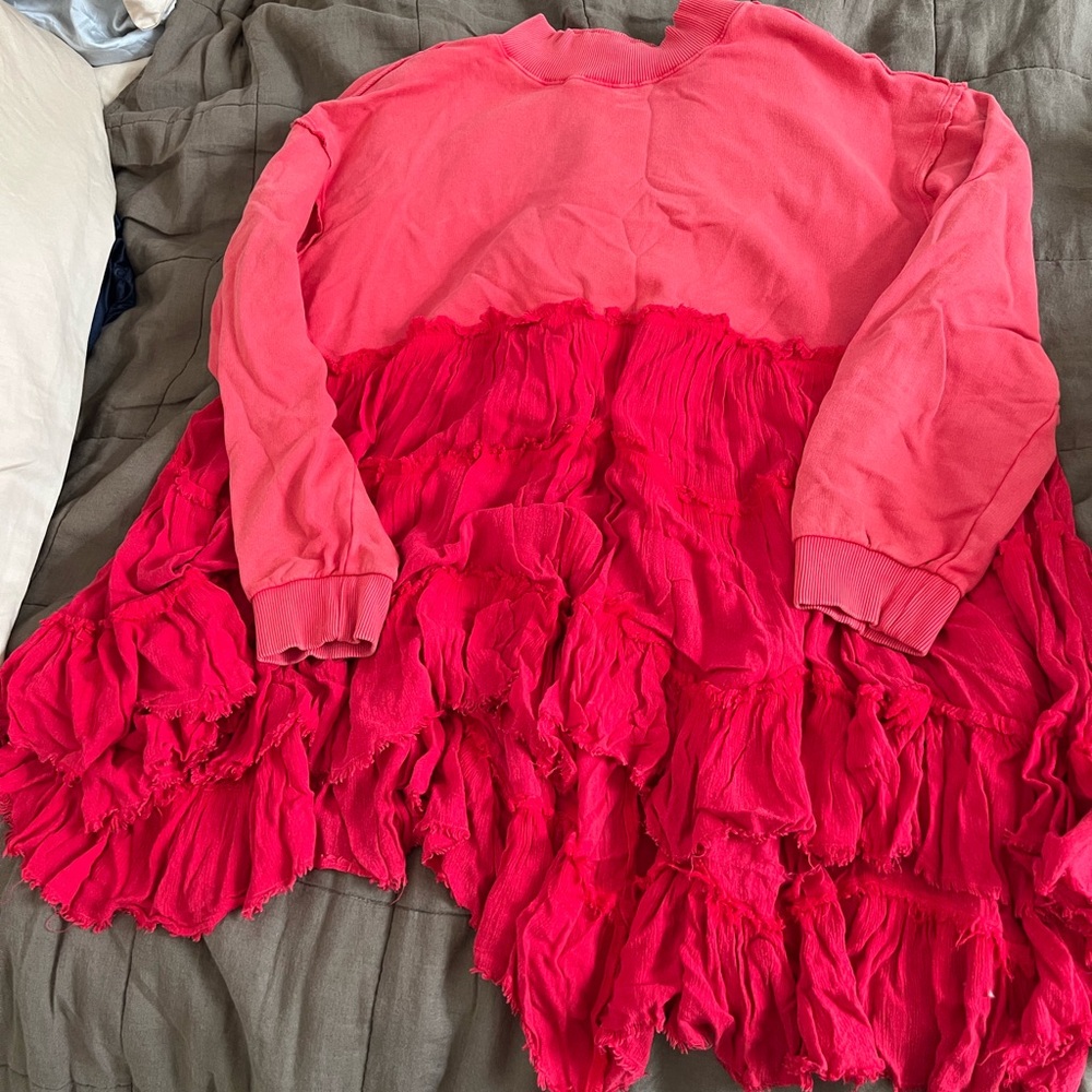 Free People Red Layered Sweatshirt